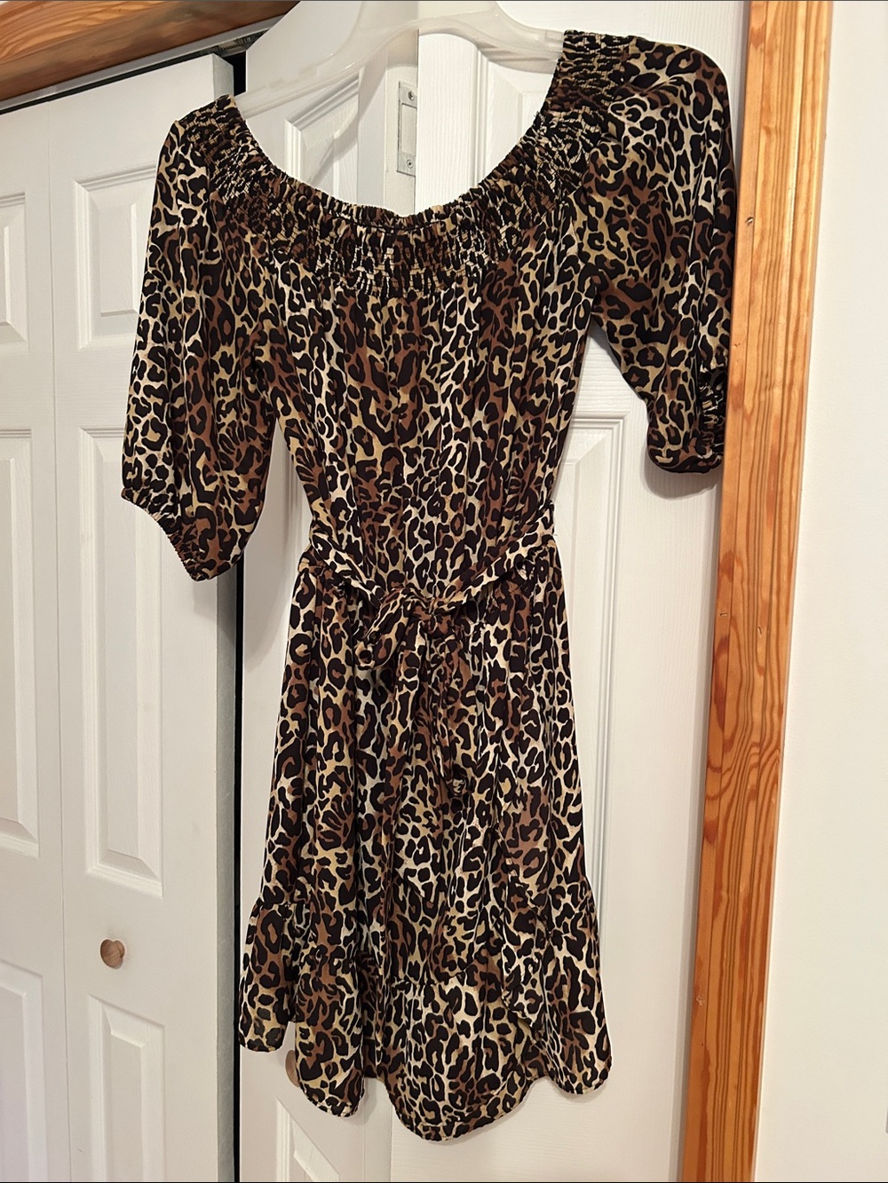 Lilly Pulitzer Leopard-Print Off-Shoulder Mini Dress — Brown & Black